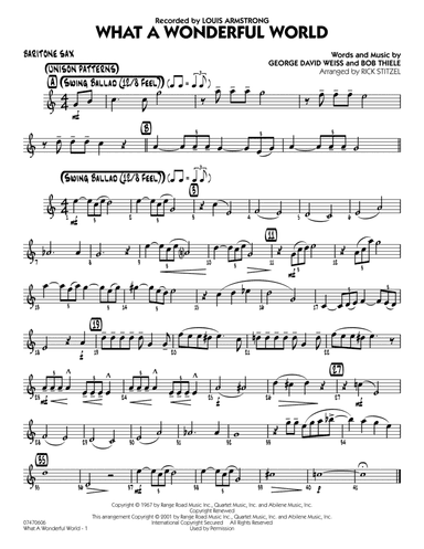 What a Wonderful World (arr. Rick Stitzel) - Baritone Sax