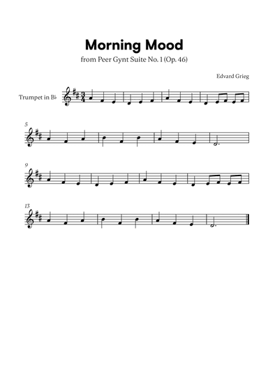 Edvard Grieg - Peer Gynt Suite Morning Mood (for Trumpet in Bb Solo)