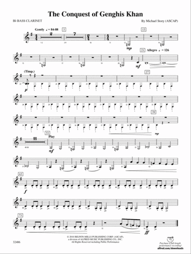 The Conquest of Genghis Khan: B-flat Bass Clarinet