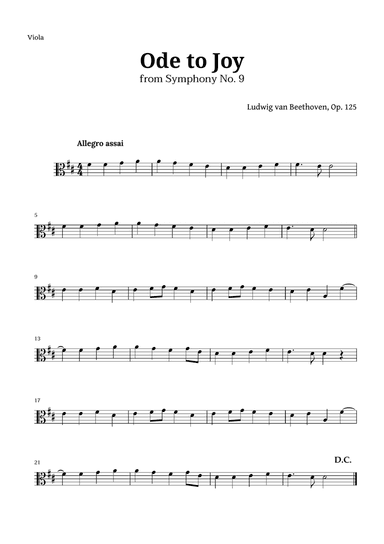 Ode to Joy by Beethoven for Viola