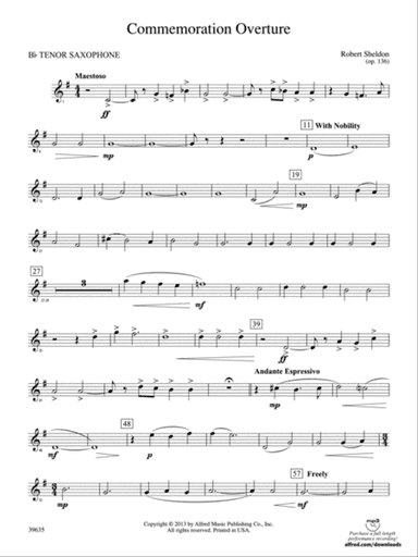 Commemoration Overture: B-flat Tenor Saxophone