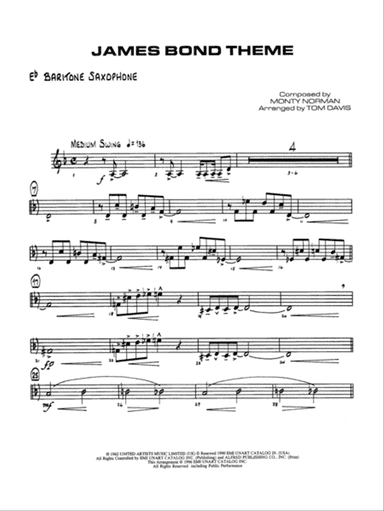 James Bond Theme: E-flat Baritone Saxophone