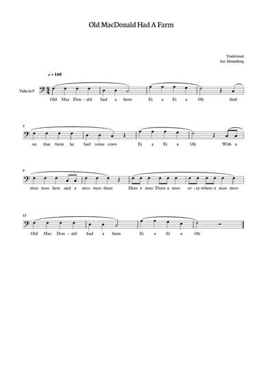 Old MacDonald had a farm for Tuba