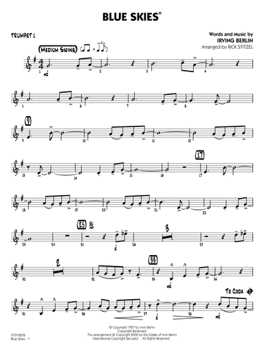 Blue Skies (arr. Rick Stitzel) - Trumpet 1