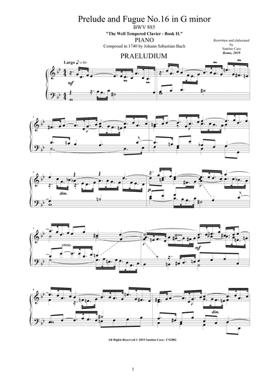 Bach - Prelude and Fugue No.16 in G minor BWV 885 for Piano