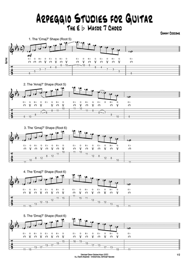 Arpeggio Studies for Guitar - The Eb Major 7 Chord