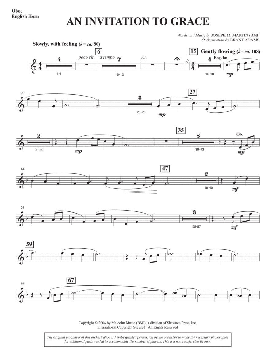 An Invitation To Grace - Oboe/English Horn