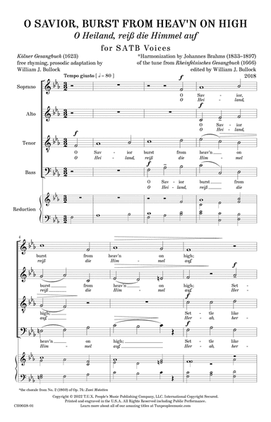 O Savior, Burst from Heav'n on High (O Heiland, reiß die Himmel auf)