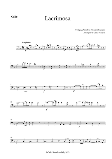 Lacrimosa - Cello no chords (Mozart)
