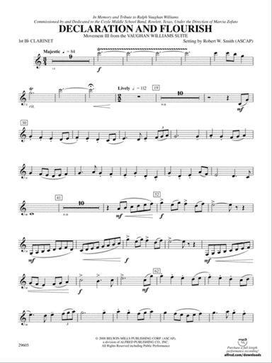 Declaration and Flourish (Movement III from the Vaughan Williams Suite): 1st B-flat Clarinet