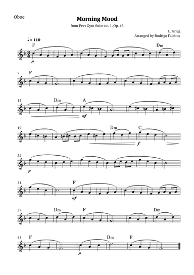 Morning Mood (solo oboe - level 3 - with chords)