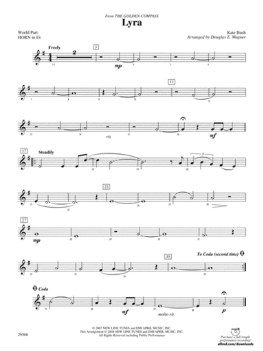 Lyra (from The Golden Compass): (wp) 1st Horn in E-flat