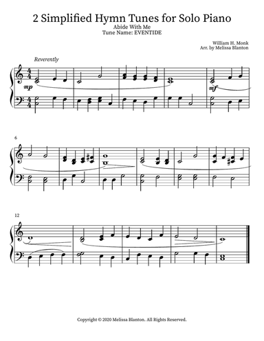 2 Simplified Hymn Tunes for Solo Piano