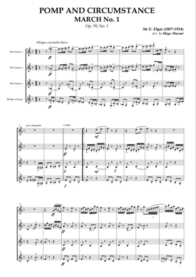Pomp and Circumstance March No. 1 for Clarinet Quartet
