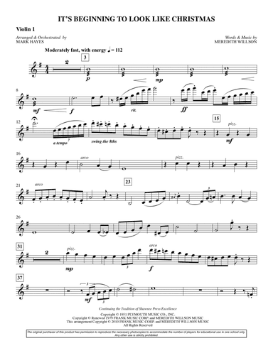 It's Beginning To Look Like Christmas (arr. Mark Hayes) - Violin 1