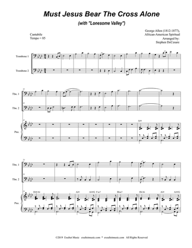 Must Jesus Bear The Cross Alone (with "Lonesome Valley") (Trombone Duet)