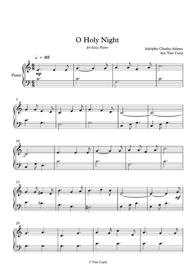 O Holy Night. For Easy Piano