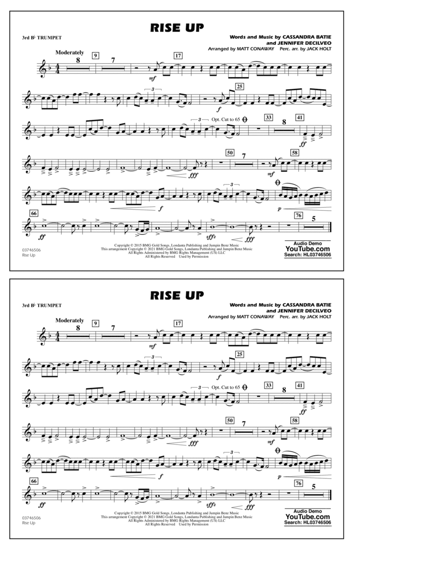 Rise Up (arr. Matt Conaway) - 3rd Bb Trumpet