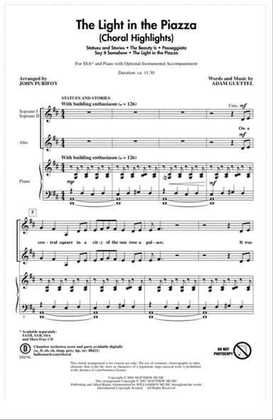 The Light In The Piazza (Choral Highlights) (arr. John Purifoy)