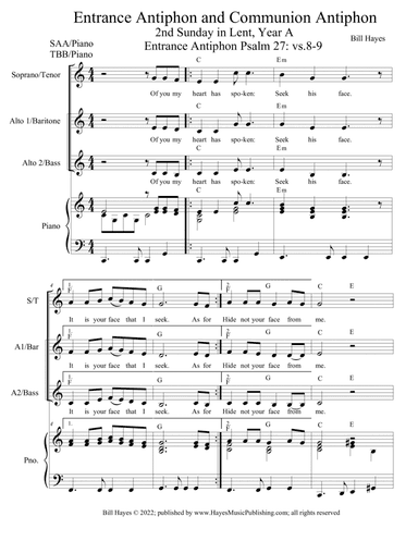 Antiphons for 2nd Sunday in Lent, Year A