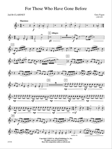 For Those Who Have Gone Before: 2nd B-flat Clarinet