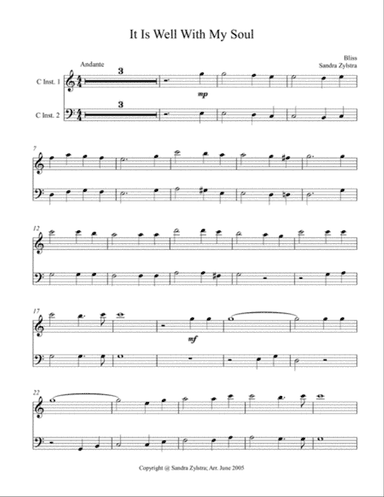It Is Well With My Soul (treble & bass C duet, parts only)