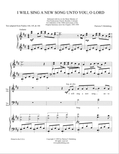 I Will Sing a New Song to You, O Lord