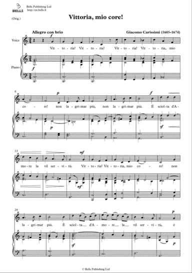 Vittoria, mio core! (Original key. C Major)