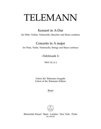 Concerto for Flute, Violin, Violoncello, Strings and Basso Continuo in A major TWV 53:A 2