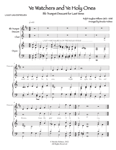 Ye Watchers and Ye Holy Ones (Lasst uns erfreuen) Trumpet Descant with Organ for Last Verse