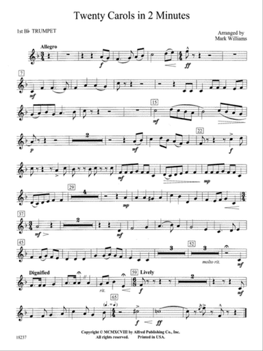 Twenty Carols in 2 Minutes: 1st B-flat Trumpet