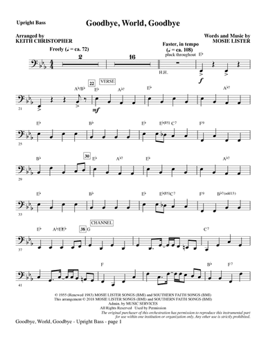 Goodbye, World, Goodbye (arr. Keith Christopher) - Upright Bass