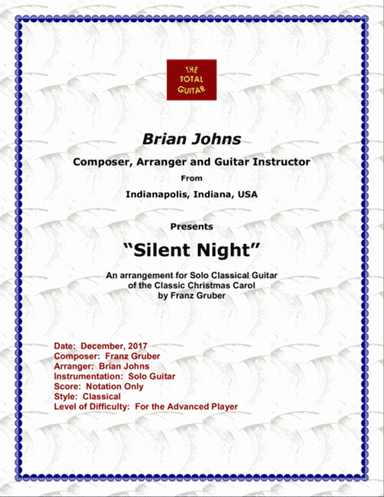 Silent Night - Arranged for Classical Guitar