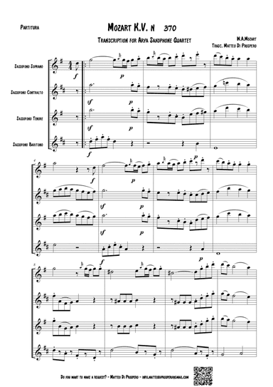 (Mozart) KV 370 for Sax Quartet