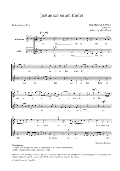 Justus cor suum tradet