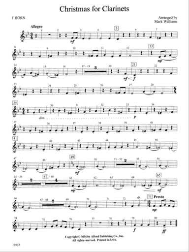Christmas for Clarinets: 1st F Horn