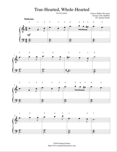 True-Hearted, Whole-Hearted - for easy piano