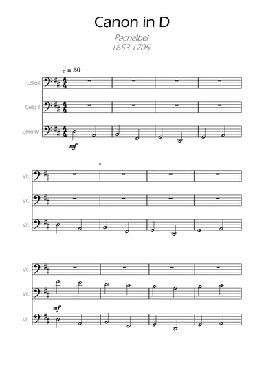 Canon in D - Pachelbel - Cello Trio