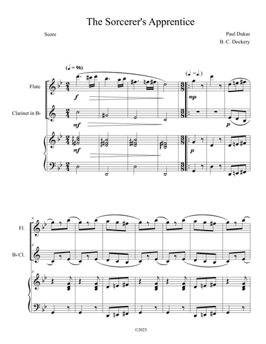 The Sorcerer's Apprentice (Flute and Clarinet Duet with Piano Accompaniment)
