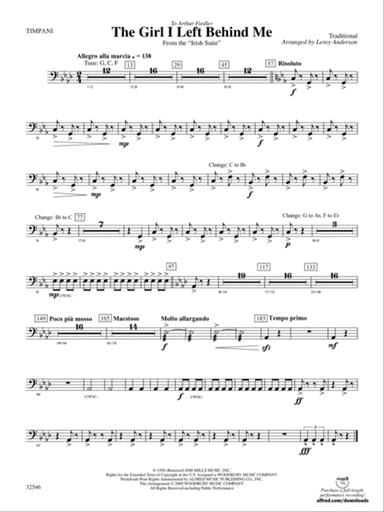 The Girl I Left Behind Me (from the Irish Suite): Timpani