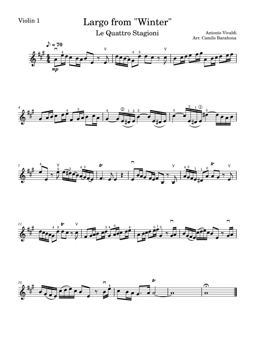 "Largo" from Winter: VIOLIN