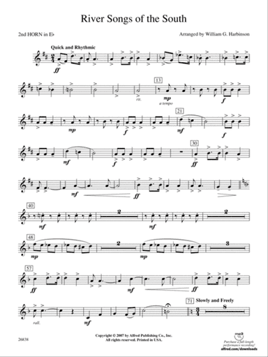 River Songs of the South: (wp) 2nd Horn in E-flat
