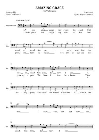 Amazing Grace (for cello solo)