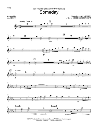 Someday (from The Hunchback Of Notre Dame) (arr. Mac Huff) - Flute