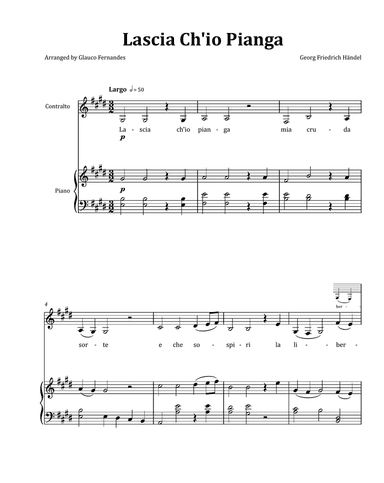 Lascia Ch'io Pianga by Händel - Contralto & Piano in E Major