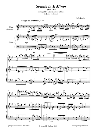 BACH: Sonata in E Minor BWV 1034 for Oboe d'Amore & Piano