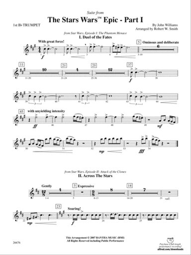 Suite from the Star Wars Epic -- Part I: 1st B-flat Trumpet