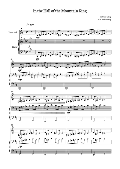 In The Hall Of The Mountain King - Horn solo with piano