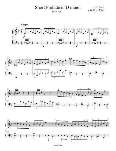 Bach Short Prelude in D minor BWV 926