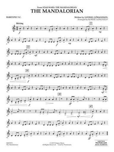 The Mandalorian (from Star Wars: The Mandalorian) (arr. Longfield) - Baritone T.C.
